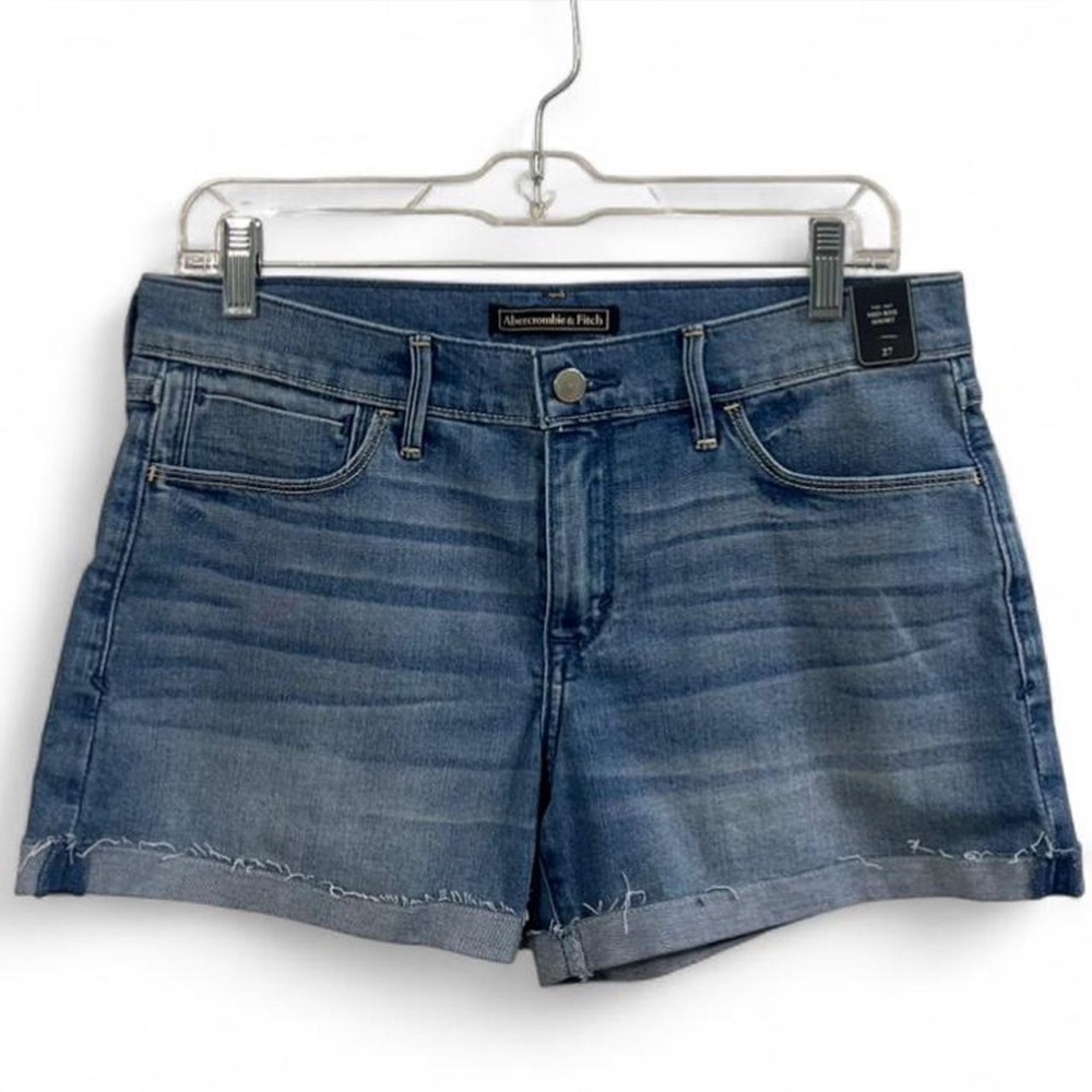 Abercrombie & Fitch Blue Denim Mid Rise Cutoff Shorts